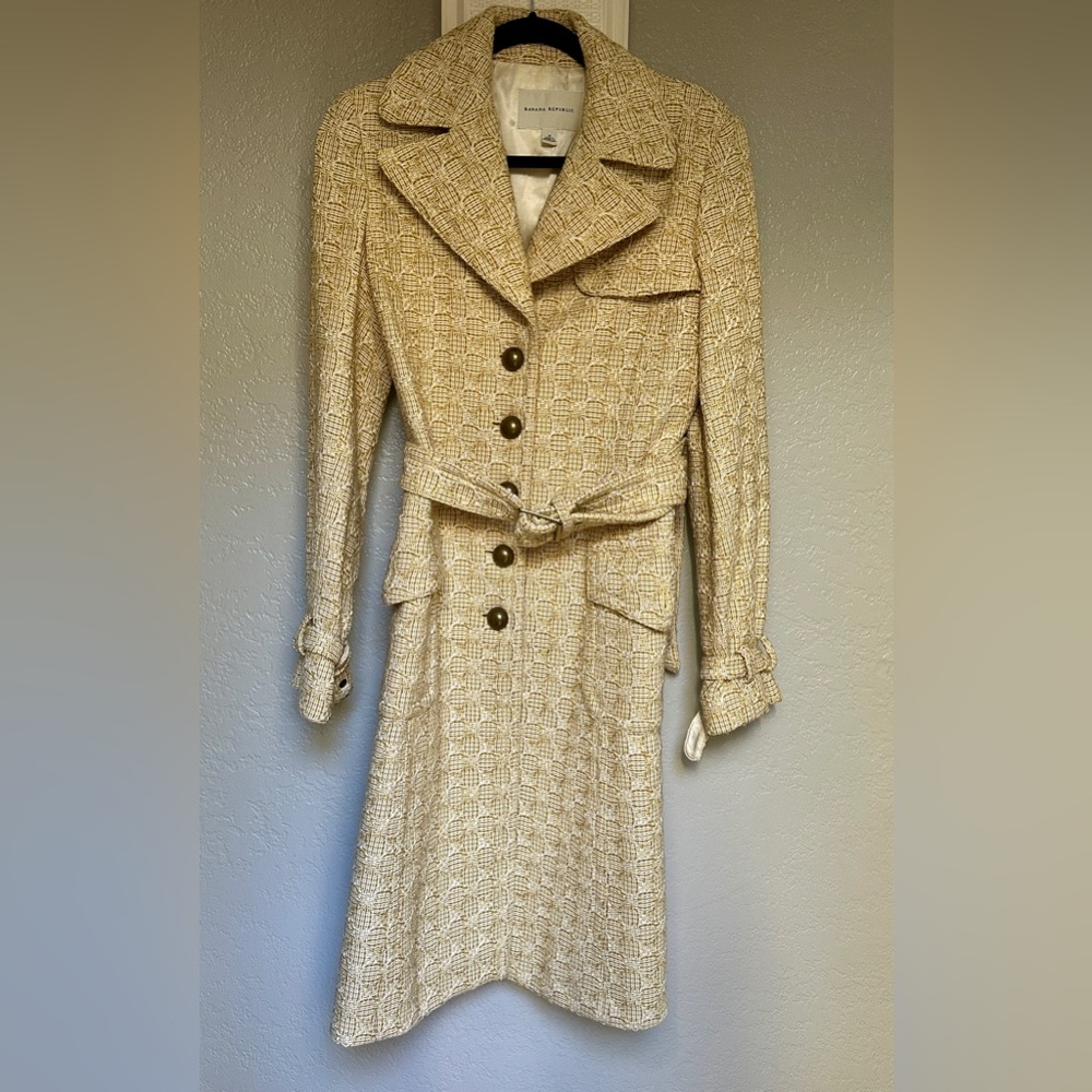 Vintage LIKE NEW Banana Republic Women's Tweed Textured Trenchcoat • Size M